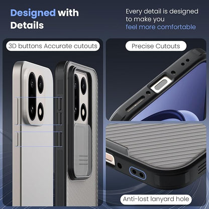 Nillkin for OnePlus 15 Clear Case with Slide Camera Cover, Full Camera Protection, Thin Slim Fit, Shockproof Protective, Camera Lens Protector, Phone Case for OnePlus 15 5G - Transparent Black ﻿