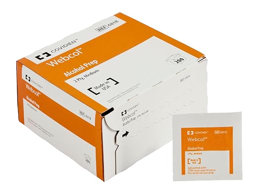 Webcol™ Alcohol Prep Pads, Medium, 2 Ply, 1 Carton of 200 Pads
