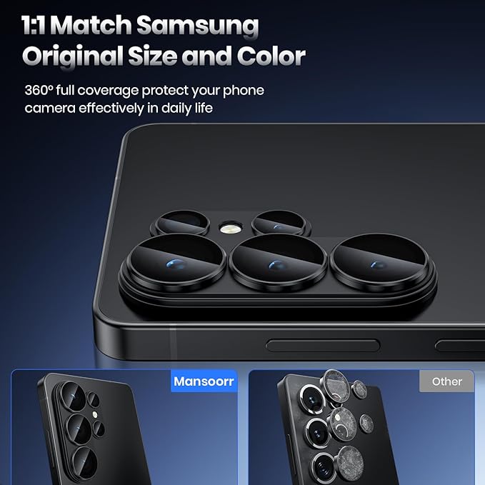 for Samsung Galaxy S26 Ultra Camera Lens Protector - Matte Titanium Alloy [Military Grade Shatterproof] [Strong Adsorption] Glass Camera Screen Protector for S26 Ultra, Black+Black
