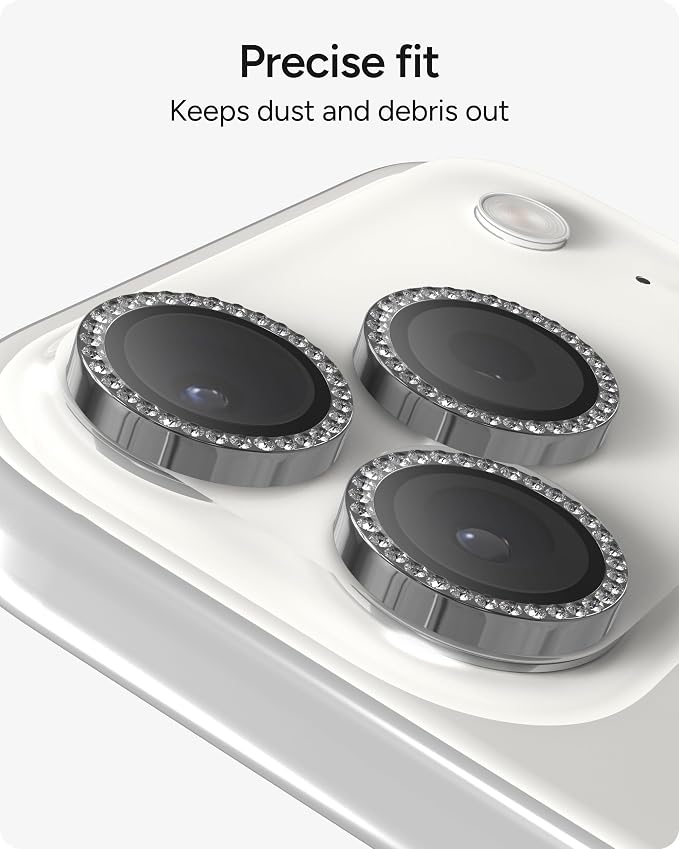 ZAGG iPhone Camera Lens Protector for iPhone 17/16/15 Pro and Pro Max Models - Diamond, Camera Ring, Maximum Impact & Scratch Protection, Anti-Reflective Technology, Smudge-Resistant, Glass Elite