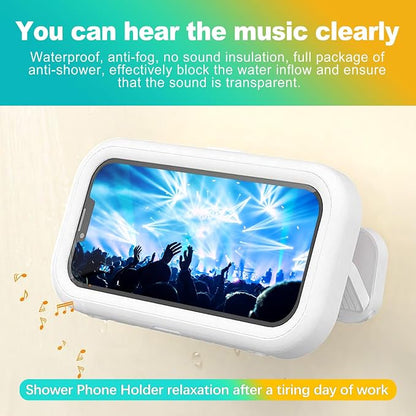 360° Rotation Waterproof Shower Phone Holder with HD Sensitive Touch Screen, Universal Wall Mount for 4-7" Cell Phones, Bathroom, Bathtub & Kitchen Accessory