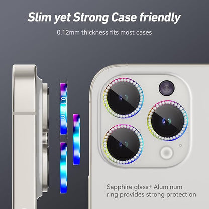 Jeluse Camera Lens Protector for iPhone 17 Pro Max/17 Pro/16 Pro Max/16 Pro/15 Pro Max/15 Pro/14 Pro Max/14 Pro, 9H Tempered Glass Screen Protector Cover Alignment Kit Metal Individual Ring