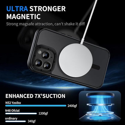 Strong Magnetic Case for iPhone 14 Pro Max [2 Tempered-Glass Screen Protectors] Compatible with MagSafe Shockproof Slim Thin Cover for 14 Pro Max Phone Case 6.7 inch,Black Set