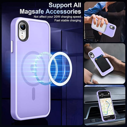 MOCCA Strong Magnetic for iPhone XR Phone Case, [Compatible with Magsafe][Mil-Grade Drop Protection] Slim Thin Translucent Matte Protective Cover Case for iPhone XR Case 6.1'', Light Purple