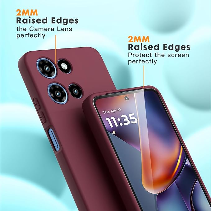 for Motorola Moto G 2025 Case, 2 Pack Tempered Glass Screen Protectors, Soft TPU Liquid Silicone Shockproof Gel Case-Burgundy