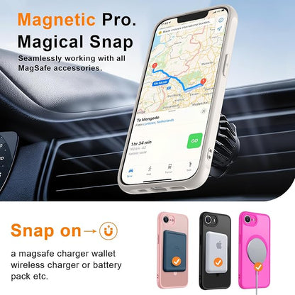 MOCCA Strong Magnetic for iPhone 17e Case/iPhone 16e Case [Compatible with Magsafe] [Full Camera Protection] Slim Translucent Matte Shockproof Phone Case for iPhone 17e / 16e 6.1", Stone