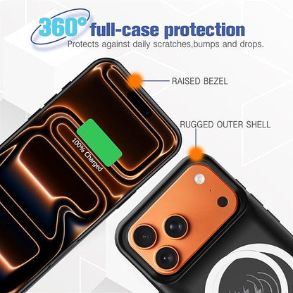 Battery Case for iPhone 17 Pro, Full Encircle 10000mAh High Capacity Rechargeable Portable Charger Case Extended Battery Pack for iPhone 17 Pro(6.3 inch) Wireless Charging Cover with Carplay-Black