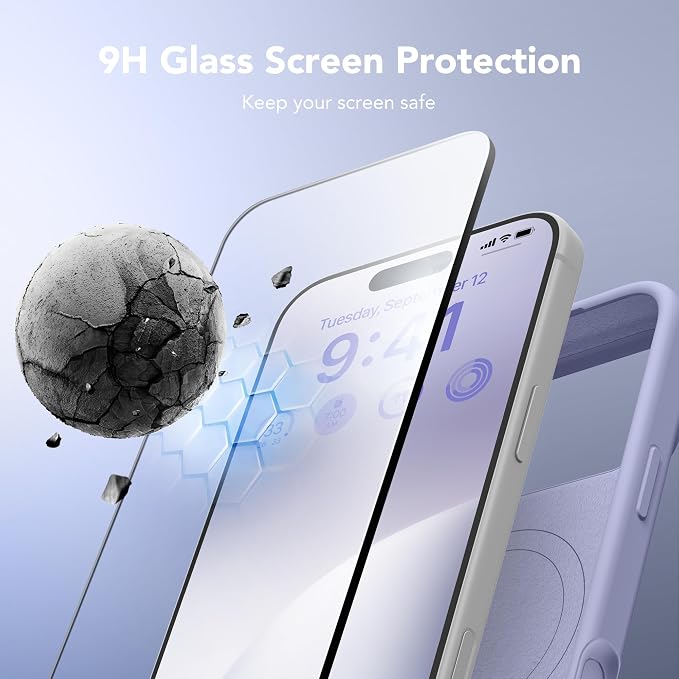 GONEZ Magnetic for iPhone 17 Pro Case, Compatible with MagSafe, [Screen Protector + Camera Lens Protector], Liquid Silicone Anti-Scratch Shockproof Protective Phone Case 6.3 inch, Lilac