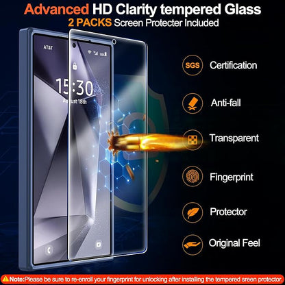 MOZOTER for Samsung Galaxy S24 Ultra Case,[Compatible with MagSafe] Blue | [12Ft Military Dropproof][2*Screen Protector]Translucent Anti-Slip Back Slim Shockproof Case for S24 Ultra-Blue