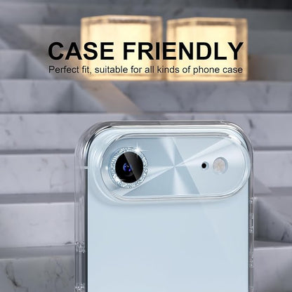Choiche Compatible for iPhone 17 Air Camera Lens Protector, Bling Camera Cover with 9H Tempered Glass Lens Screen Protector Metal Ring Decoration Accessories 6.5-inch (Light-Sky blue)