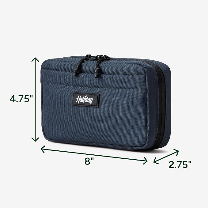 Halfday Sidekick Tech Organizer Kit: Flip-Out Kickstand for Phone/Tablet, Zip-Flat Pouch with Power Mesh & Elastic for Cable & Charger (Splash-Resistant Travel Electronics Accessories Case), Marine