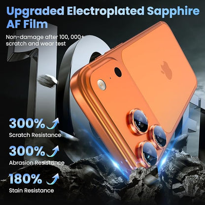 Uyiton for iPhone (17/16/15/14 Pro Max) and iPhone (17/16/15/14 Pro) Camera Lens Protector - Military-Grade Tempered Glass Metal Camera Cover, Easy to Install, Cosmic Orange+Red