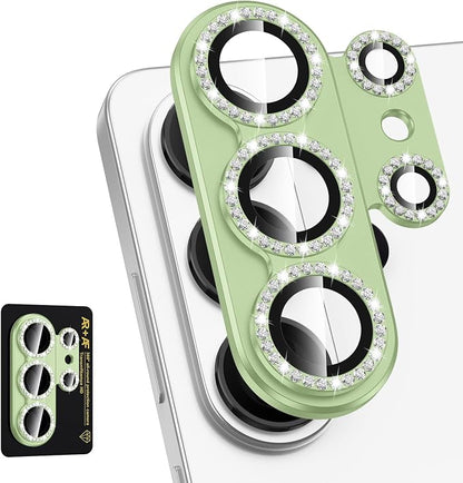 for Samsung Galaxy S26 Ultra Camera Lens Protector, Electroplated Matte Back with 9H Tempered Glass Lens Protector, [Strong Adsorption] [Case-Friendly] Metal Ring HD Lens Cover, Green Diamond