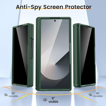 VEGO for Samsung Galaxy Z Fold 6 Case with Hinge Protection | Full-Body Case Built-in Privacy Screen Protector & Slide Lens Cover & Stand Shockproof Phone Case for Galaxy Fold 6 - Green