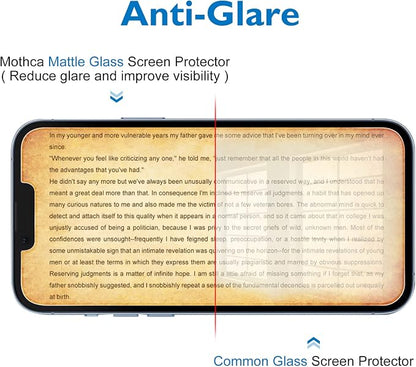 Mothca 2 Pack Matte Glass Screen Protector for iPhone 14 with 2 Pack Camera Lens Protector, Anti-Glare & Anti-Fingerprint Tempered Glass Clear Film