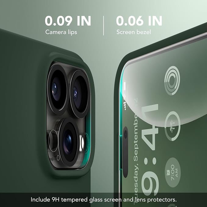 GONEZ Magnetic for iPhone 16 Pro Max Case, Compatible with MagSafe, Liquid Silicone Case, with Screen Protector + Camera Protector, Full Body Protective Shockproof Phone Cover 6.9", Dark Green