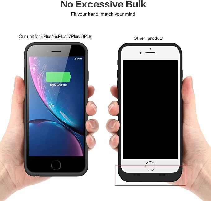 Battery Case for iPhone 6s Plus/6 Plus/7 Plus/8 Plus,8500mAh Portable Charging Case External Battery Pack for iPhone 6s Plus/6 Plus/7 Plus/8 Plus Rechargeable Charger Case (5.5 inch) Black