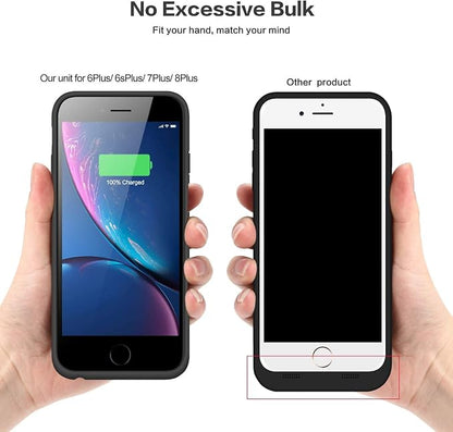 Battery Case for iPhone 6s Plus/6 Plus/7 Plus/8 Plus,8500mAh Portable Charging Case External Battery Pack for iPhone 6s Plus/6 Plus/7 Plus/8 Plus Rechargeable Charger Case (5.5 inch) Black