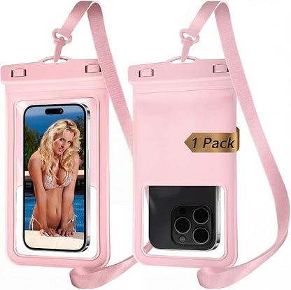 MOLOPPO Waterproof Phone Pouch, with Interior Card Holder, Large Dry Phone Case for iPhone 17 16 15 14 13 Pro Max, Beach Vacation Essentials,1 Pack, Pink