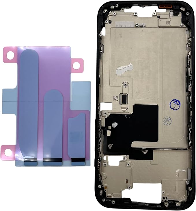 TheCoolCube Middle Frame Housing Cover Case with Power & Volume Button & Battery Adhesive Replacement Compatible with iPhone 16 Pro Max 6.9 Inches (US Version) (Black)