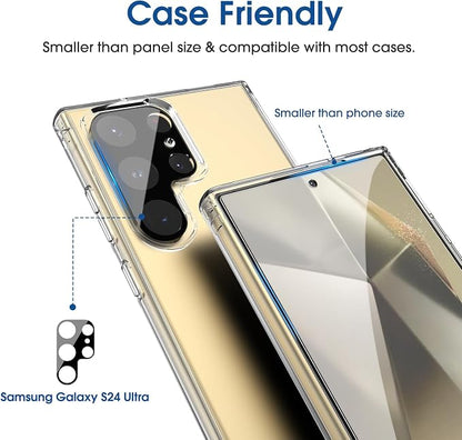 amFilm Auto-alignment OneTouch for Samsung Galaxy Screen Protector + Camera Lens Protector, Tempered Glass, 30 seconds Installation, Bubble Free, Case Friendly, Anti-Scratch [2+2 Pack] (S24U-6.8")