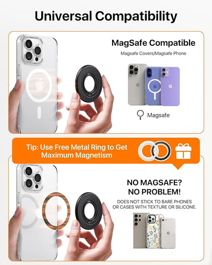 andobil [2026 3rd Gen] Magnetic Phone Grip for MagSafe [Sability Max] Stronger Two-Sided Magnet Cell Phone Ring Holder Compatible with MagSafe Accessories, iPhone 17 Pro Max Air 16 15 14 13 12, Black