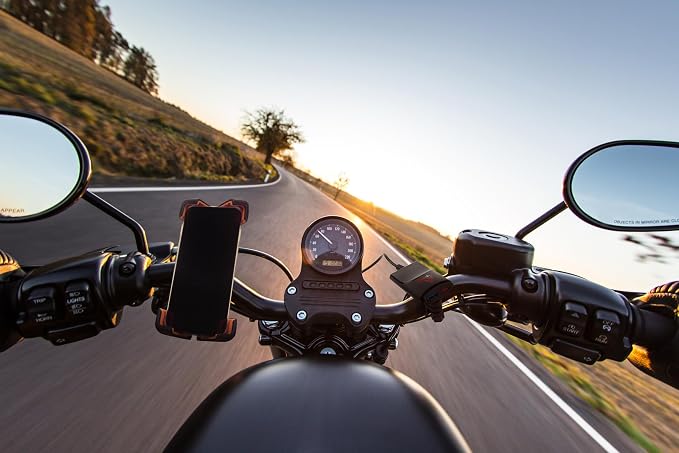 Terminal Velocity Sport - Motorcycle Phone Mount - Bike Cell Phone Holder - Bike Phone Mount, for iPhone & Android - Fits Harley Davidson, eBike, ATV, Bicycle - Incl. Mirror & Rain-Cover