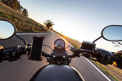 Terminal Velocity Sport - Motorcycle Phone Mount - Bike Cell Phone Holder - Bike Phone Mount, for iPhone & Android - Fits Harley Davidson, eBike, ATV, Bicycle - Incl. Mirror & Rain-Cover