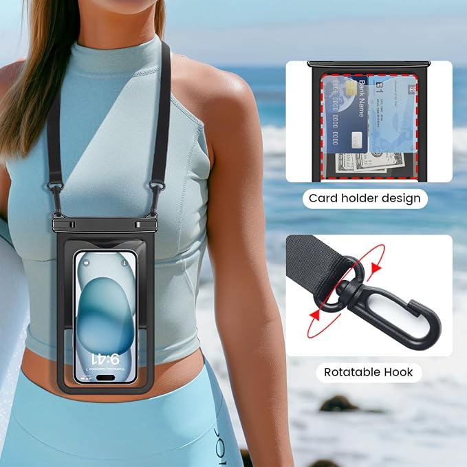[Up to 8.5" Waterproof Phone Pouch - 2 Pack Waterproof Phone Case for iPhone 16 15 14 Pro Max Galaxy S25 S24 Ultra, IPX8 Dry Bag with Lanyard for Beach Travel Essentials