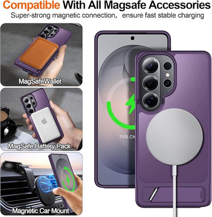 For Samsung Galaxy S26 Ultra Case with Kickstand,1*Screen Protector,[Compatible with Magsafe]Translucent Matte Military-Grade Protection,Magnetic Phone Case for Samsung Galaxy S26 Ultra,6.9"-Purple