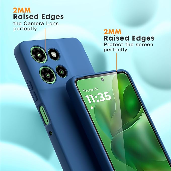 Case for Motorola Moto G Power (2025), 2 Pack Tempered Glass Screen Protectors, Soft TPU Silicone Shockproof Case-Blue