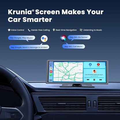 9.26" Wireless Portable Car Play Screen for CarPlay & Android Auto, OTA Updates, Backup Camera, Mirror Link, 5.0 Bluetooth, Voice Control, GPS Navigation, FM (Gray)