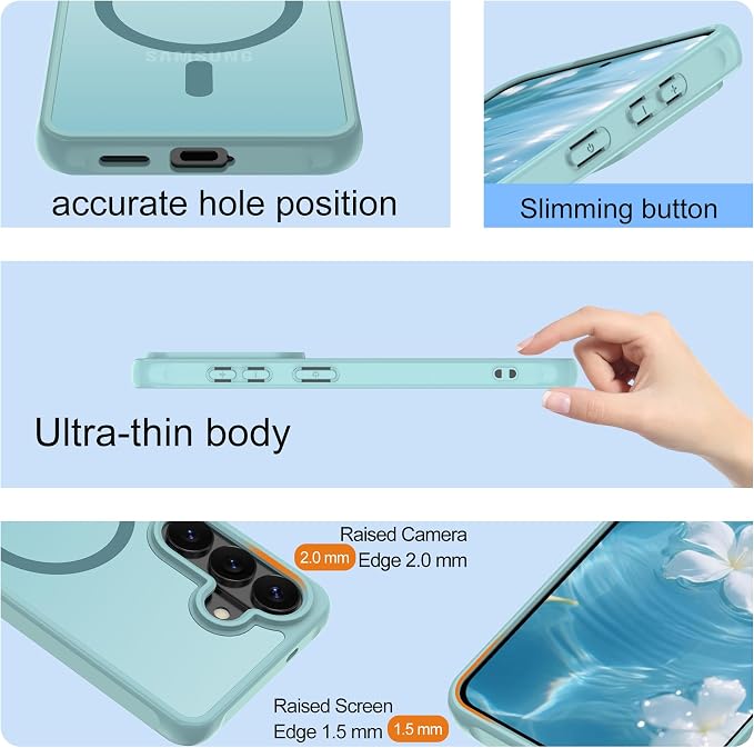 for Samsung Galaxy S26 Plus Phone Case: S26 Plus Case [Mag-Safe Fit] with 2PC HD Screen Protector,Frosted Translucent S26 Plus Case Soft-Touch Skin Protection for Galaxy S26 Plus Cover,Mint Greenn