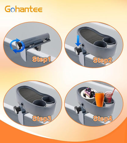 Hot Tub Tray, Adjustable Aboveground Bathtub Tray with 2 Cup Holder, Spa with Wall Thickness of 3.5'' to 7.5'', Nonslip Hot Tub Table Tray Accessories Shelf Drinks Snacks Phone Holder for Spa Bathtub