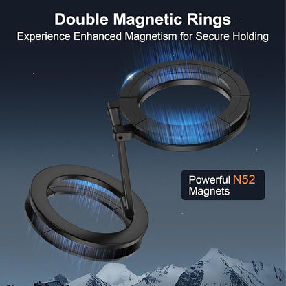 Dual-Side Magnetic Phone Grip for MagSafe, Phone Ring Holder Removable Adjustable Stand for iPhone 17/Air/16/15/14/13/12 Series & MagSafe Case, Samsung Galaxy S25 S24 A16, Fit for Magnetic Car Mount