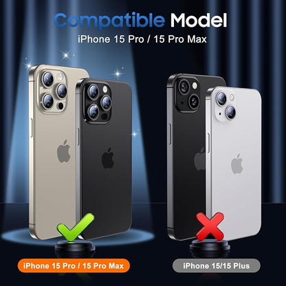 UniqueMe for 3 Pack iPhone 15 Pro/iPhone 15 Pro Max Camera Lens Protector, [Drop Protection] [Case Friendly] Camera Cover Screen [Update New Version] - All-Gold