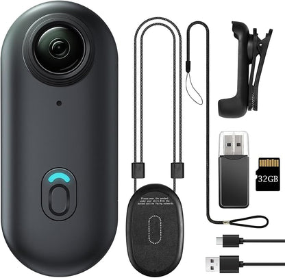 Mini Body Camera, Wearable Action Body Cam, Thumb Size Hands Free Recording Body Worn Camera, Premium Portable Camcorder Mount Anywhere for Pet Walking, Work, Travel (Grey, 32GB)