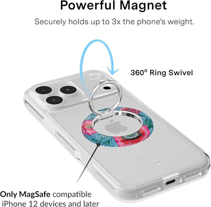 VELVET CAVIAR Compatible with MagSafe Phone Grip 2.0 | Cute Magnetic Ring Holder | Finger Loop Kickstand | Pop On Accessory for iPhone 17, 16, 15, 14, 13, 12 | Groovy Floral
