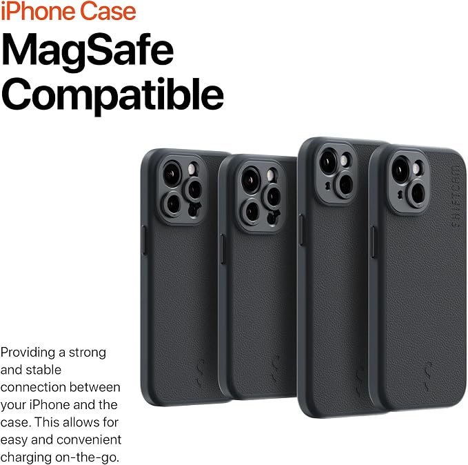 ShiftCam Leather Camera Case Compatible with iPhone 15 | Built-in Lens Mount | Magnetic-Case | Shoot Stunning Photos Instantly (iPhone 15 Series, iPhone 15 Pro) Charcoal