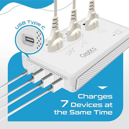Ceptics 220V to 110V Travel Voltage Converter for Hair Dryer, 2000W & 200W outlets for Dryers, Curling Iron, Straightener, Chargers, Step Down, 4 USB Ports (1x USB-C) with 6 SWadApt attachments