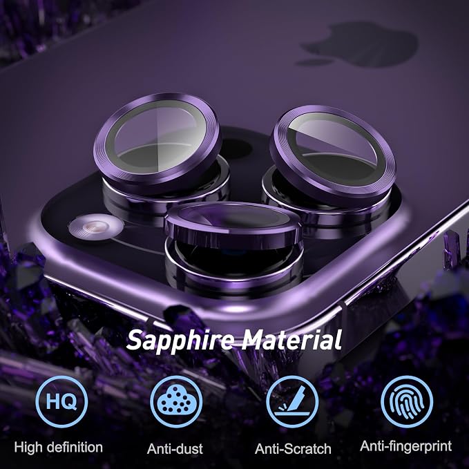 Jeluse Camera Lens Protector for iPhone 17 Pro Max/17 Pro/16 Pro Max/16 Pro/15 Pro Max/15 Pro/14 Pro Max/14 Pro, 9H Tempered Glass Screen Protector Cover Alignment Kit Metal Individual Ring
