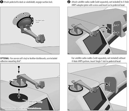 ARKON Windshield Dashboard Sticky Suction Car Mount for XM and Sirius Satellite Radios Single T and AMPS