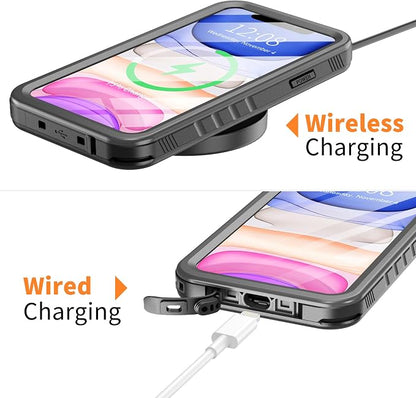 Cozycase Compatible with Waterproof iPhone 11 case, Built-in Screen Protector, Full-Body Rugged Bumper Sealed Case Cover, Shockproof Dustproof Waterproof Case for iPhone 11 6.1 inch (Black)