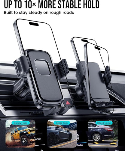 Delobon Phone Holders for Your Car [One-Button Release] Car Phone Mount 360° Adjustable Vent Cell Phone Holder for iPhone 17 Pro Max 16 15 Samsung S25 S24