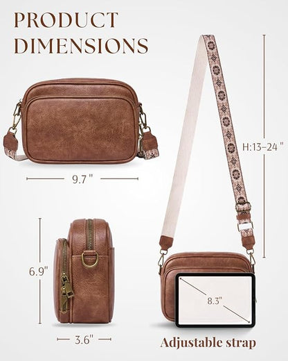 Crossbody Bags with Built-in Wallet, Anti-Theft Travel Purse with Card Slots, Trendy Vegan Shoulder Bag for Women Men