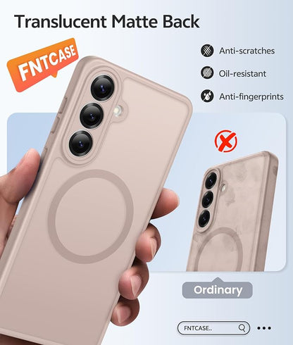 FNTCASE for Samsung Galaxy S26 Plus Case, Fit for Magsafe, Screen Protector | Full Camera Protection, Translucent Matte, 14FT Military Grade Drop Proof, Shockproof Protective Phone Cover, Desert Gold