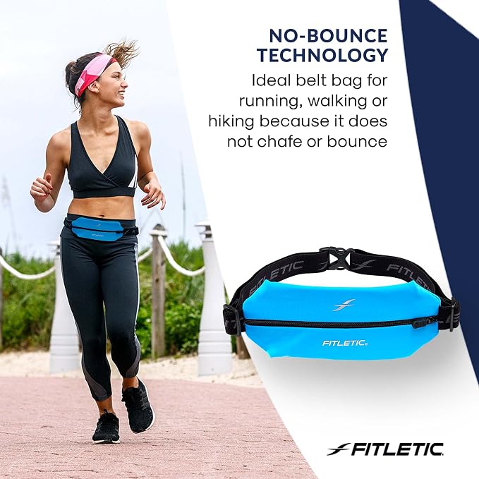 Fitletic Active Lifestyle Fanny Pack & Mini Sports Running Belt For Men & Women – Lightweight, Low Profile- Ultra-Soft Expandable Lycra Pouch - Fits All Phones – Inner Pocket