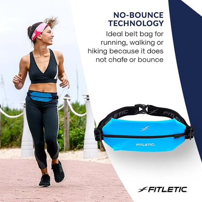 Fitletic Active Lifestyle Fanny Pack & Mini Sports Running Belt For Men & Women – Lightweight, Low Profile- Ultra-Soft Expandable Lycra Pouch - Fits All Phones – Inner Pocket