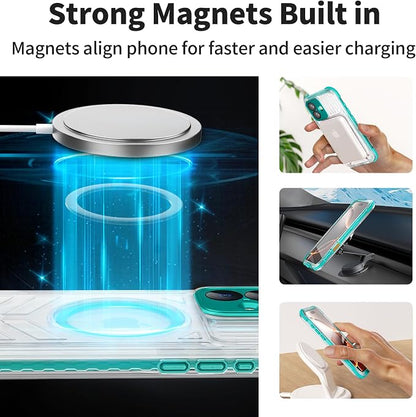 for iPhone 16 Waterproof Case, Compatible with MagSafe, IP68 Built-in Camera Control, Military Shockproof & Screen Protector for Water Sports, 6.1 Inch Frosted Teal