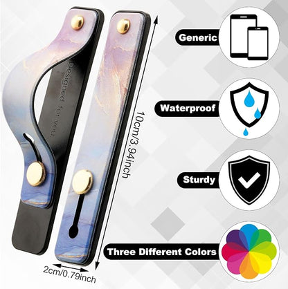 Weewooday 6 Pieces Phone Grip Holder Cell Phone Grip Strap Telescopic Finger Strap Stand Universal Finger Kickstand for Most Smartphones(Marble Color)